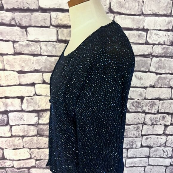 Connected Apparel Black & Blue Cardigan W/ Attached Tank Size L - Picture 5 of 8